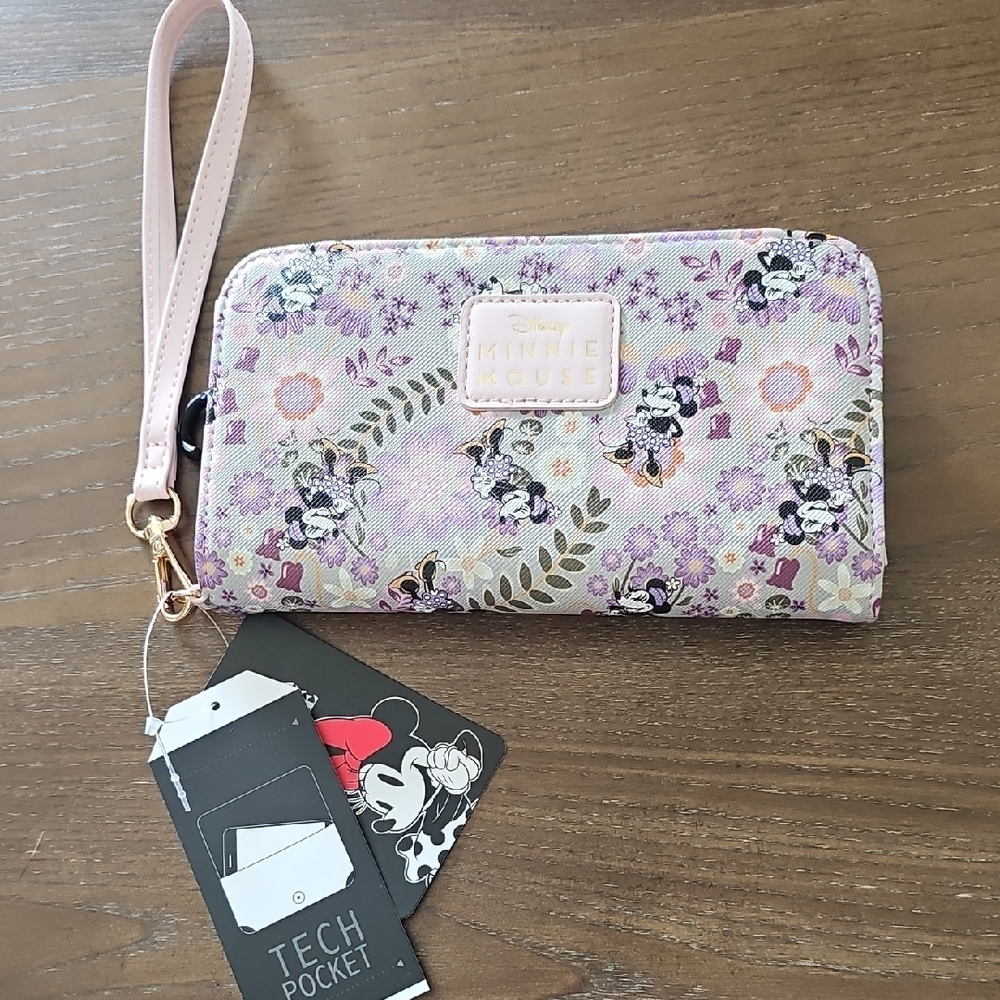 Disney Minnie Mouse Pink Floral Wristlet